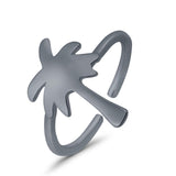 Adjustable Palm Tree Toe Ring 925 Sterling Silver (15mm)