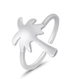 Adjustable Palm Tree Toe Ring 925 Sterling Silver (15mm)