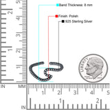 Infinity Rope Wave Toe Ring Adjustable Band 925 Sterling Silver (8mm)