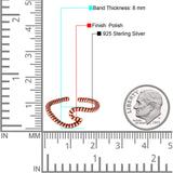 Infinity Rope Wave Toe Ring Adjustable Band 925 Sterling Silver (8mm)
