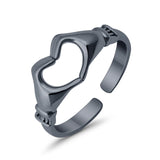 Hearts Hands Toe Ring Band 925 Sterling Silver for Women (7mm)