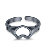 Hearts Hands Toe Ring Band 925 Sterling Silver for Women (7mm)