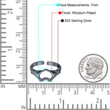 Hearts Hands Toe Ring Band 925 Sterling Silver for Women (7mm)