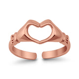 Hearts Hands Toe Ring Band 925 Sterling Silver for Women (7mm)