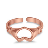 Hearts Hands Toe Ring Band 925 Sterling Silver for Women (7mm)