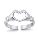 Hearts Hands Toe Ring Band 925 Sterling Silver for Women (7mm)