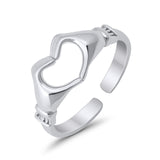 Hearts Hands Toe Ring Band 925 Sterling Silver for Women (7mm)
