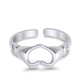 Hearts Hands Toe Ring Band 925 Sterling Silver for Women (7mm)