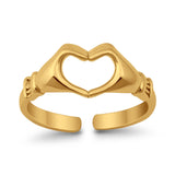 Hearts Hands Toe Ring Band 925 Sterling Silver for Women (7mm)