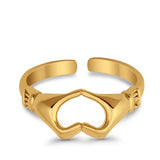 Hearts Hands Toe Ring Band 925 Sterling Silver for Women (7mm)