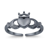 Claddagh Adjustable Toe Ring For Womens 925 Sterling Silver (12mm)