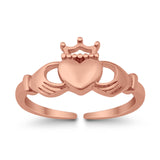 Claddagh Adjustable Toe Ring For Womens 925 Sterling Silver (12mm)