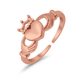 Claddagh Adjustable Toe Ring For Womens 925 Sterling Silver (12mm)