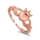 Claddagh Adjustable Toe Ring For Womens 925 Sterling Silver (12mm)