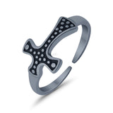 Adjustable Cross Toe Ring Band 925 Sterling Silver For Women (8mm)