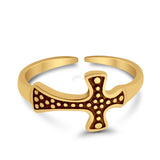 Adjustable Cross Toe Ring Band 925 Sterling Silver For Women (8mm)