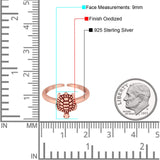 Turtle Toe Ring Adjustable Band 925 Sterling Silver (9mm)