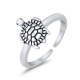 Turtle Toe Ring Adjustable Band 925 Sterling Silver (9mm)