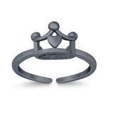Plain Crown Adjustable Toe Ring Band 925 Sterling Silver (7mm)