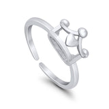 Plain Crown Adjustable Toe Ring Band 925 Sterling Silver (7mm)