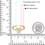 Hearts Clover Toe Ring Simulated Cubic Zirconia 925 Sterling Silver (7mm)