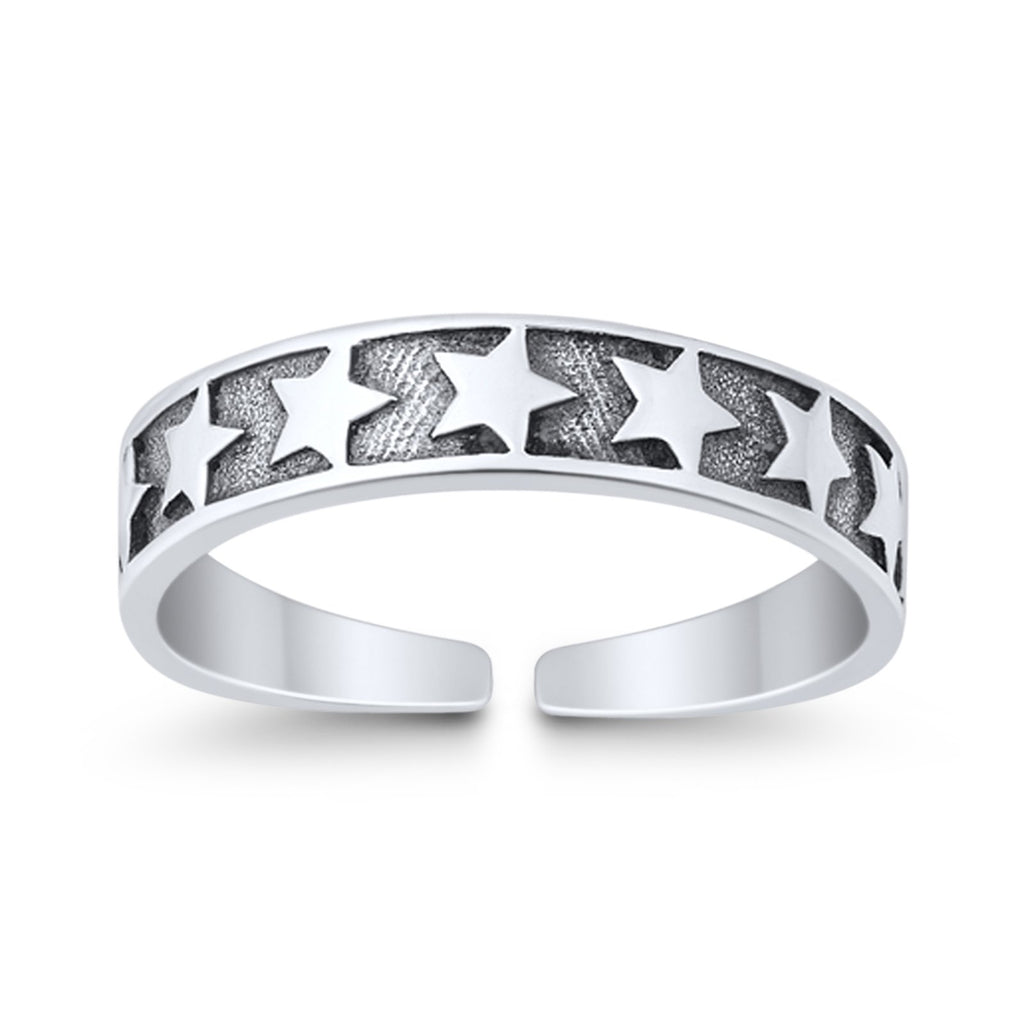 Beautiful Midi Ring Adjustable Stars Toe Band 925 Sterling Silver (4mm ...