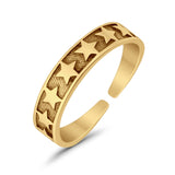 Beautiful Midi Ring Adjustable Stars Toe Band 925 Sterling Silver (4mm)