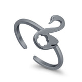 Swan Toe Ring Adjustable Band 925 Sterling Silver (10mm)