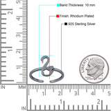 Swan Toe Ring Adjustable Band 925 Sterling Silver (10mm)