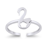 Swan Toe Ring Adjustable Band 925 Sterling Silver (10mm)