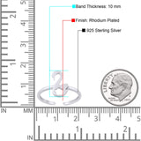 Swan Toe Ring Adjustable Band 925 Sterling Silver (10mm)