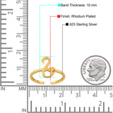 Swan Toe Ring Adjustable Band 925 Sterling Silver (10mm)