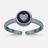 Adjustable Hearts Toe Ring Band 925 Sterling Silver for Women (6.5mm)