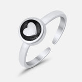 Adjustable Hearts Toe Ring Band 925 Sterling Silver for Women (6.5mm)