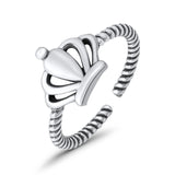 Adjustable Crown Toe Ring 925 Sterling Silver(8mm)