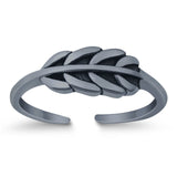 Feather Toe Ring Band Adjustable 925 Sterling Silver (5mm)
