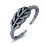 Feather Toe Ring Band Adjustable 925 Sterling Silver (5mm)