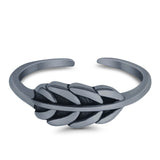 Feather Toe Ring Band Adjustable 925 Sterling Silver (5mm)