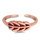 Feather Toe Ring Band Adjustable 925 Sterling Silver (5mm)