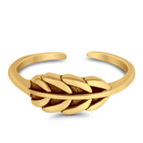 Feather Toe Ring Band Adjustable 925 Sterling Silver (5mm)
