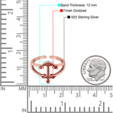 Adjustable Band Anchor Toe Ring 925 Sterling Silver (12mm)