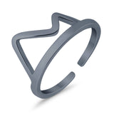Mountain Toe Ring Adjustable Band 925 Sterling Silver (8mm)