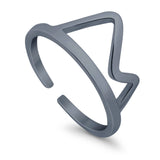 Mountain Toe Ring Adjustable Band 925 Sterling Silver (8mm)