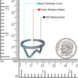 Mountain Toe Ring Adjustable Band 925 Sterling Silver (8mm)