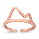 Mountain Toe Ring Adjustable Band 925 Sterling Silver (8mm)