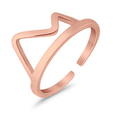 Mountain Toe Ring Adjustable Band 925 Sterling Silver (8mm)