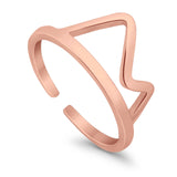 Mountain Toe Ring Adjustable Band 925 Sterling Silver (8mm)