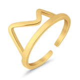 Mountain Toe Ring Adjustable Band 925 Sterling Silver (8mm)