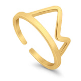 Mountain Toe Ring Adjustable Band 925 Sterling Silver (8mm)