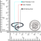 Moon & Stars Toe Ring Adjustable Band 925 Sterling Silver (9mm)